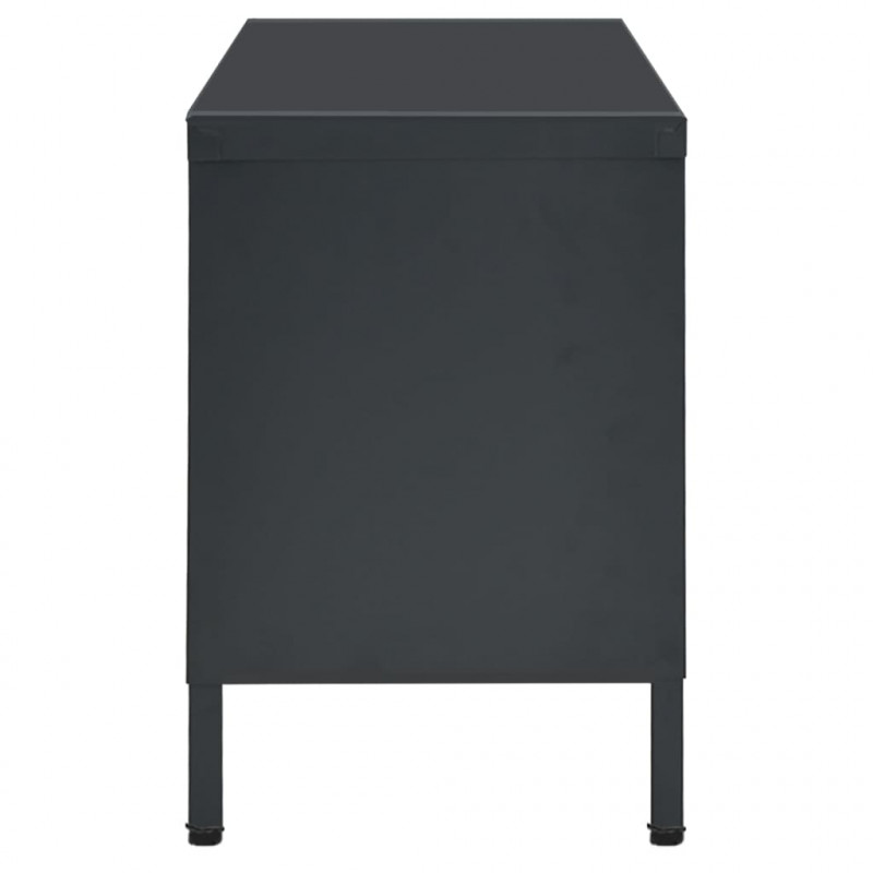 Szafka pod telewizor, antracytowa, 90x30x44 cm, stal i szkło