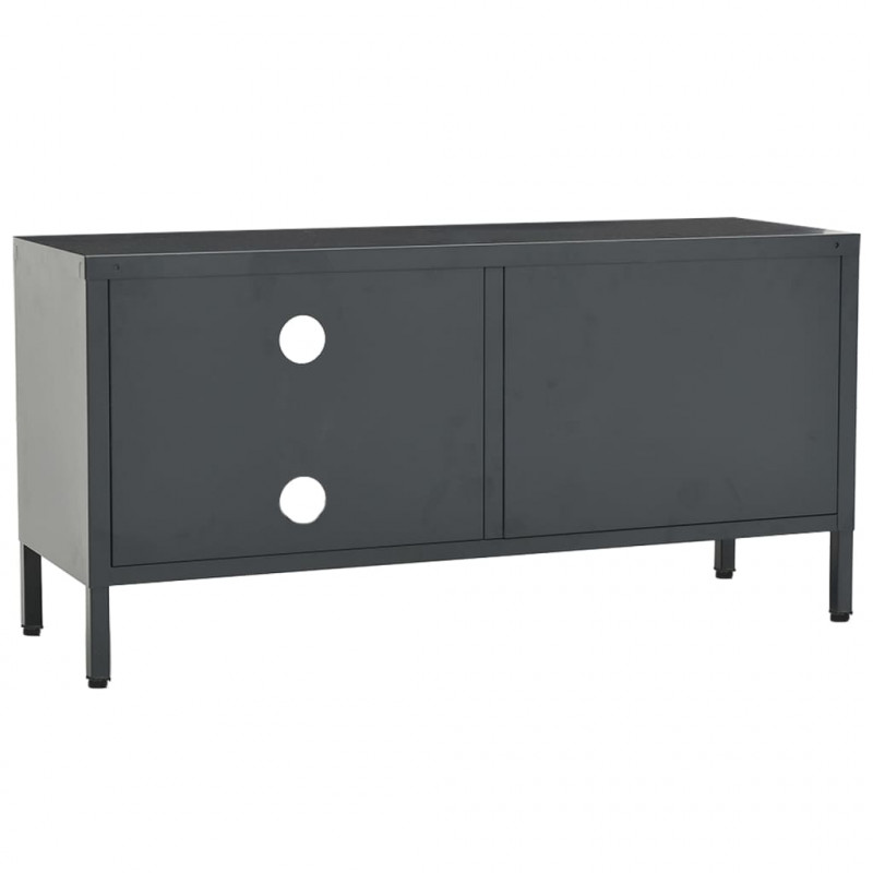 Szafka pod telewizor, antracytowa, 90x30x44 cm, stal i szkło