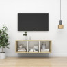 Wisząca szafka pod TV, dąb sonoma i biel, 37x37x107 cm