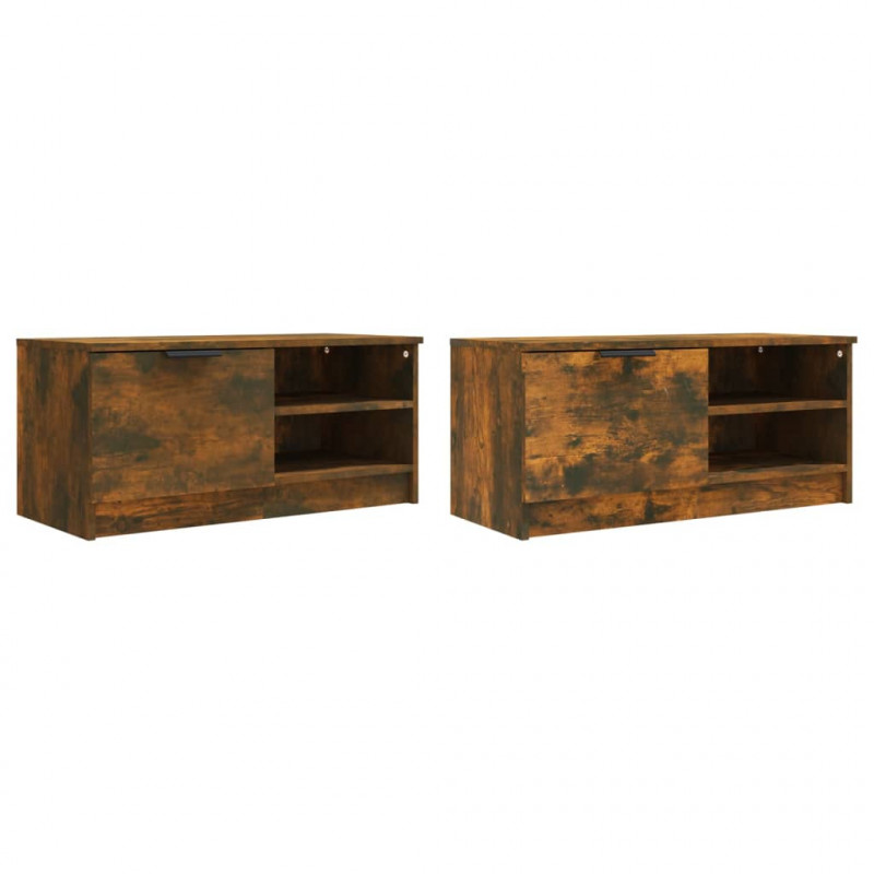 Szafka pod telewizor, 2 szt., przydymiony dąb, 80x35x36,5 cm