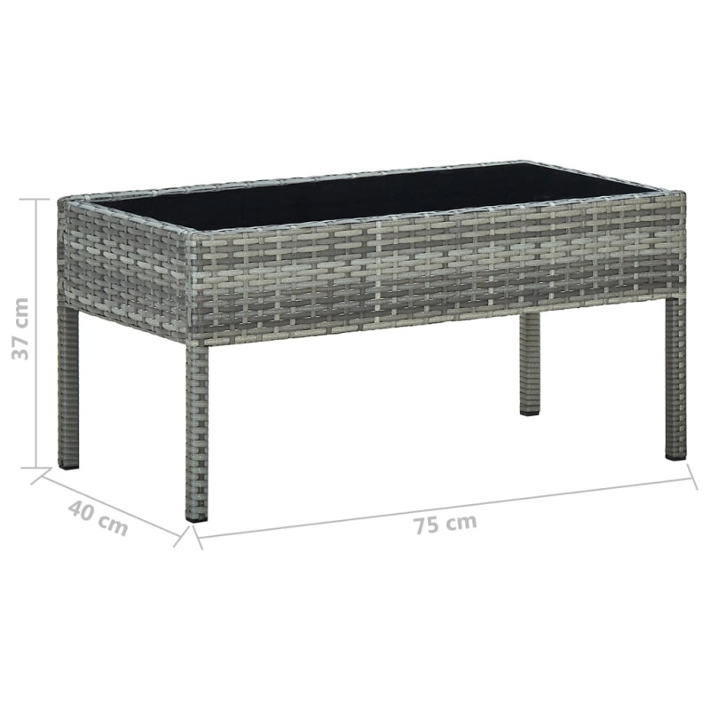 Stolik ogrodowy, szary, 75x40x37 cm, rattan PE