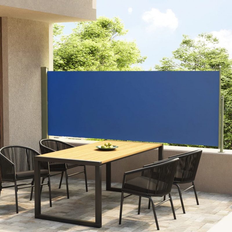 Wysuwana markiza boczna na taras, 117 x 300 cm, niebieska