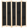Parawan 5-panelowy, czarny, 200 x 170 x 4 cm, tkanina