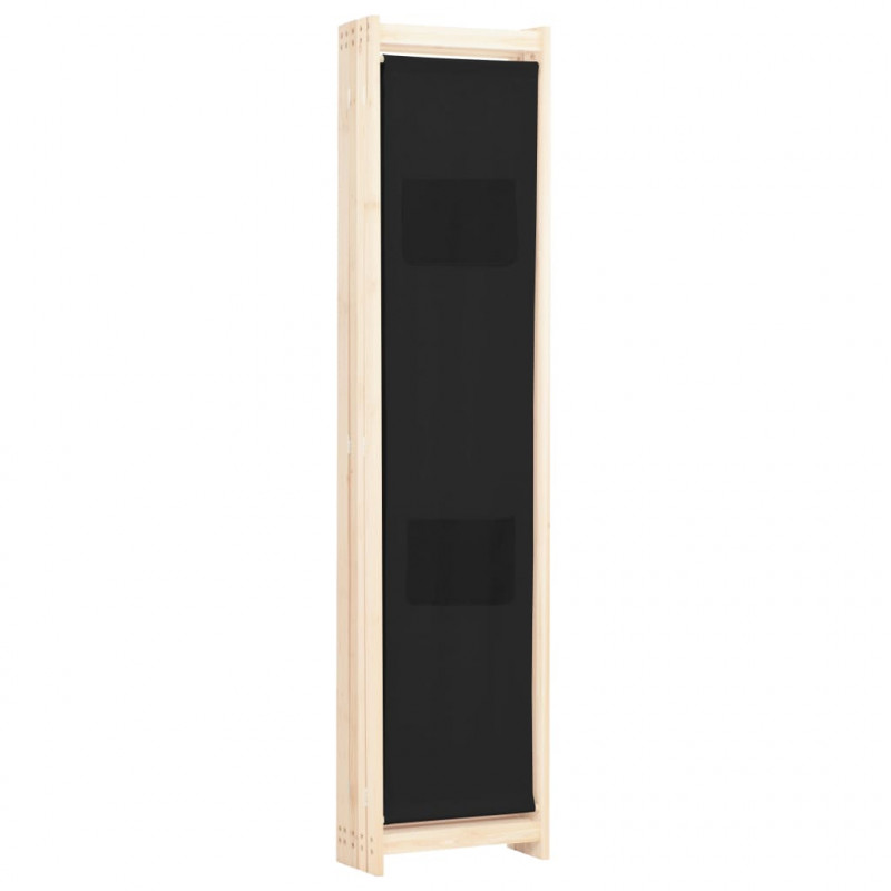 Parawan 5-panelowy, czarny, 200 x 170 x 4 cm, tkanina