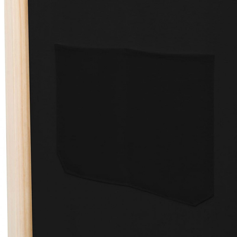 Parawan 5-panelowy, czarny, 200 x 170 x 4 cm, tkanina