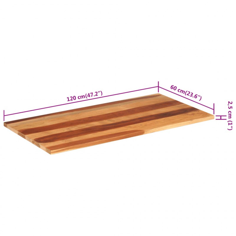 Blat stołu, 120x60x(2,5-2,7) cm, lite drewno akacjowe