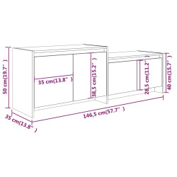 Szafka pod TV, wysoki połysk, biała, 146,5x35x50 cm