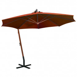 Parasol ogrodowy wiszący, jodłowy słupek, terakota, 3,5x2,9 m