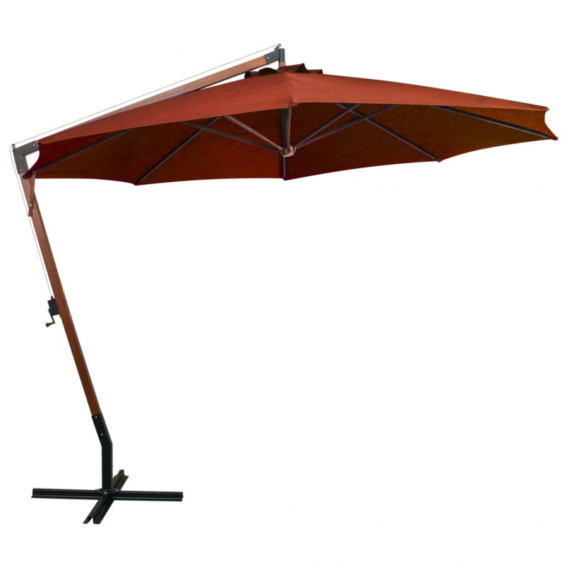 Parasol ogrodowy wiszący, jodłowy słupek, terakota, 3,5x2,9 m