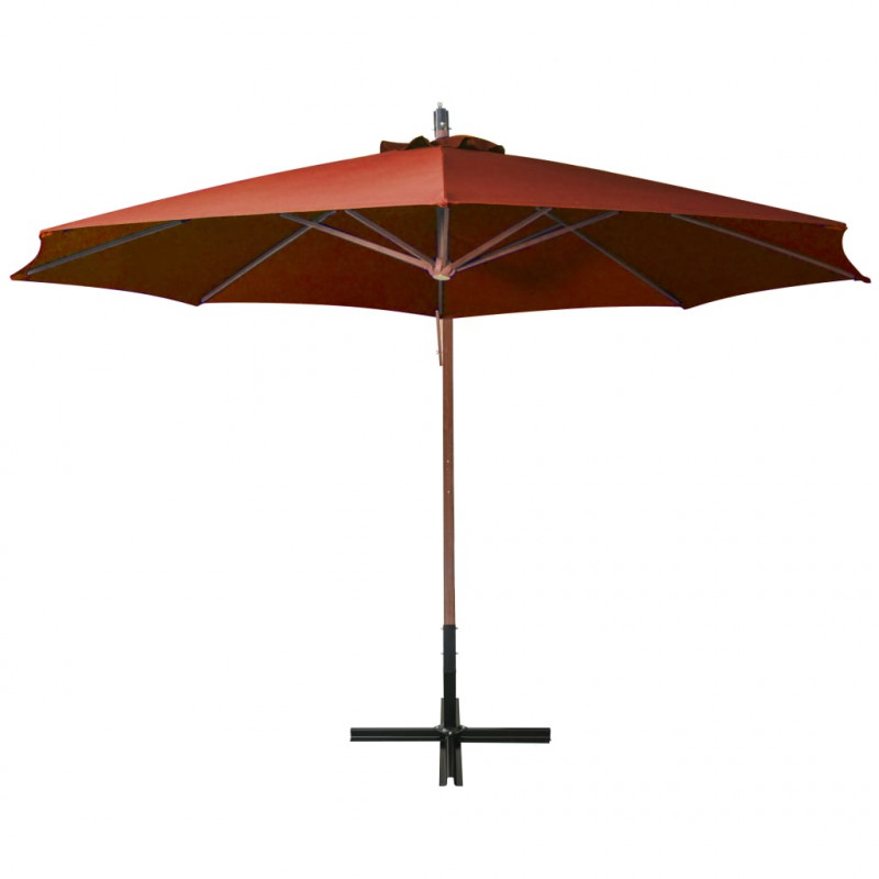 Parasol ogrodowy wiszący, jodłowy słupek, terakota, 3,5x2,9 m
