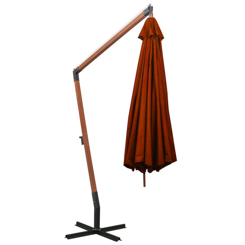 Parasol ogrodowy wiszący, jodłowy słupek, terakota, 3,5x2,9 m