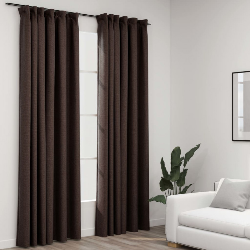 Zasłony stylizowane na lniane, 2 szt., taupe, 140x245 cm