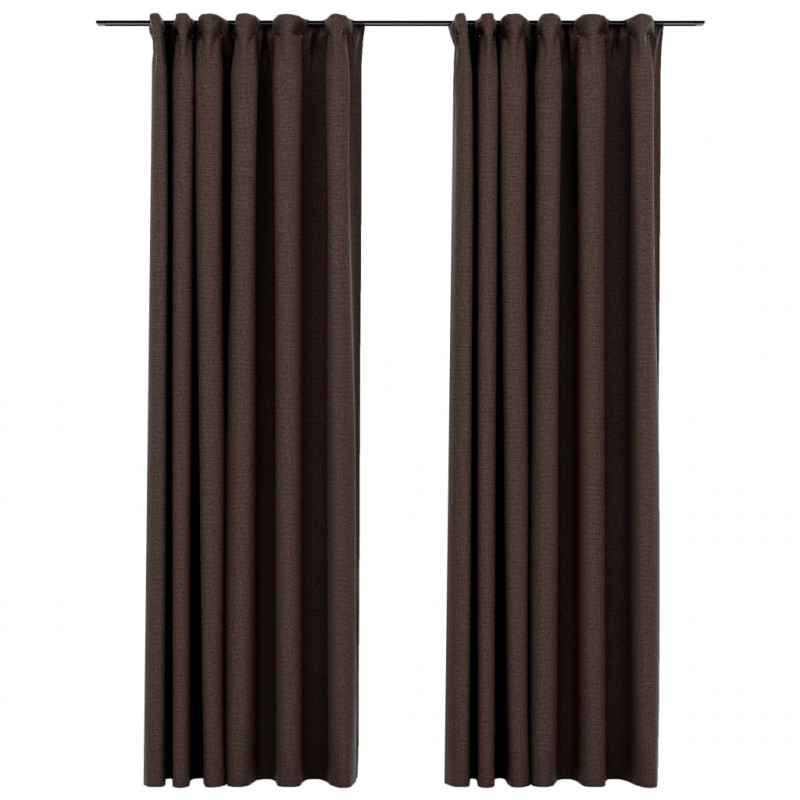 Zasłony stylizowane na lniane, 2 szt., taupe, 140x245 cm