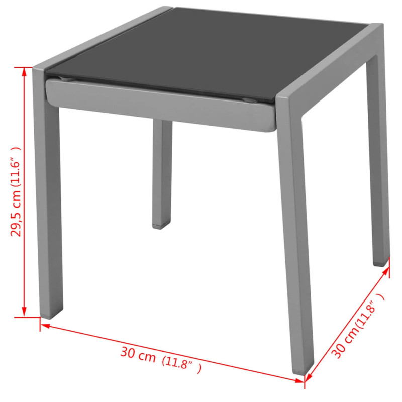 Leżaki ze stolikiem, aluminium, czarny