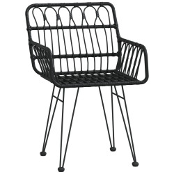 Krzesła ogrodowe, 2 szt., czarne, 56x64x80 cm, rattan PE