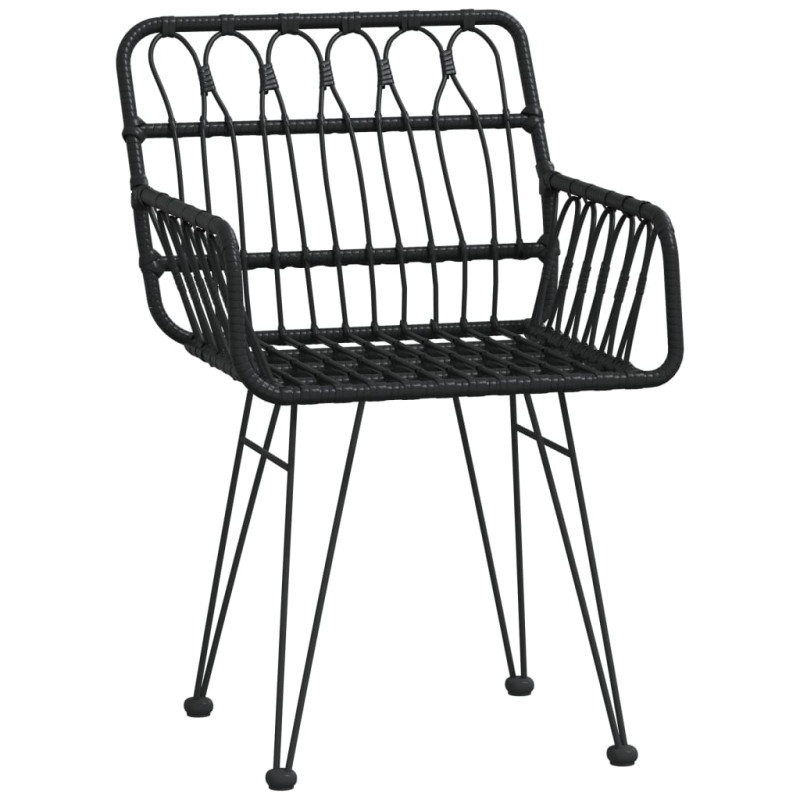 Krzesła ogrodowe, 2 szt., czarne, 56x64x80 cm, rattan PE