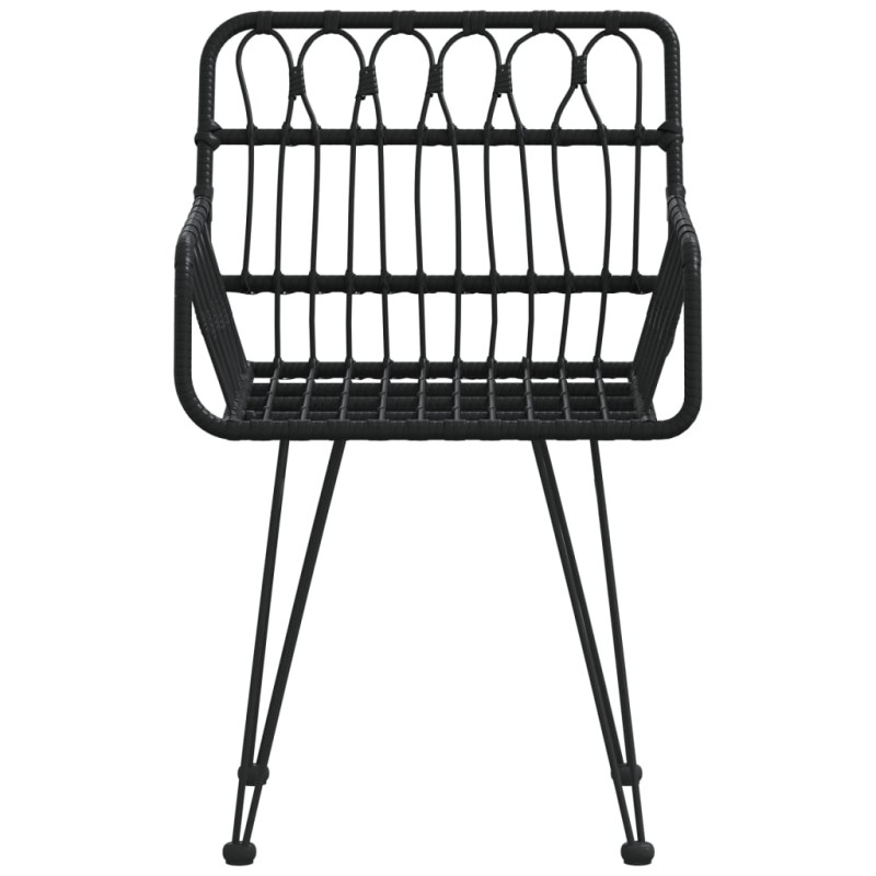 Krzesła ogrodowe, 2 szt., czarne, 56x64x80 cm, rattan PE