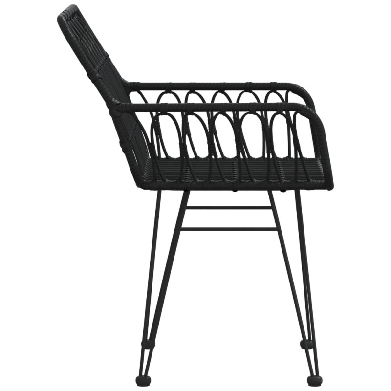 Krzesła ogrodowe, 2 szt., czarne, 56x64x80 cm, rattan PE