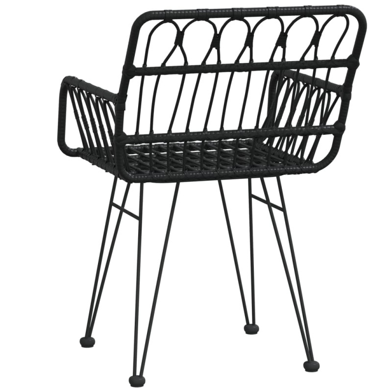 Krzesła ogrodowe, 2 szt., czarne, 56x64x80 cm, rattan PE