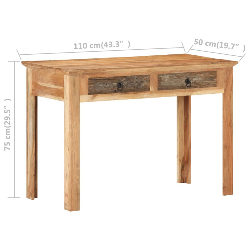 Biurko, 110 x 50 x 75 cm, lite drewno z odzysku