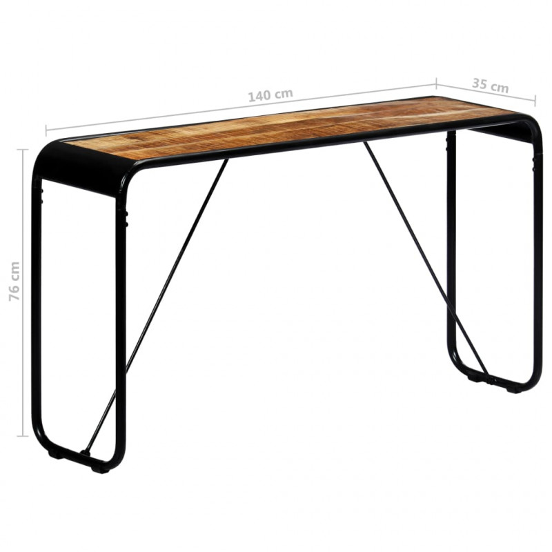 Stolik konsola, 140x35x76 cm, lite surowe drewno mango