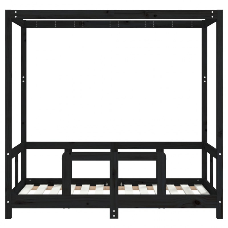 Rama łóżka dziecięcego, czarna, 70x140 cm, drewno sosnowe