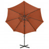 Parasol wiszący z lampkami LED i słupkiem, terakota, 300 cm