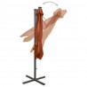 Parasol wiszący z lampkami LED i słupkiem, terakota, 300 cm