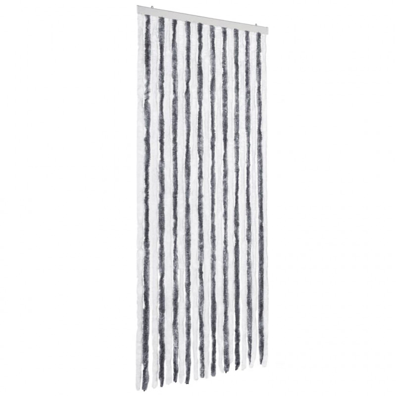 Zasłona przeciwko owadom, szaro-biała, 90x200 cm, szenil