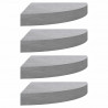 Narożne półki ścienne, 4 szt., szarość betonu, 25x25x3,8 cm MDF
