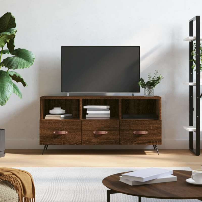 Szafka pod TV, brązowy dąb, 102x36x50 cm