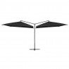 Podwójny parasol na stalowym słupku, 250 x 250 cm, czarny