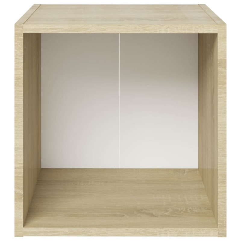 Szafki pod TV, 2 szt., biel i dąb sonoma, 37x35x37 cm