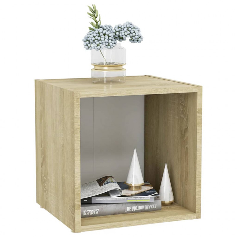 Szafki pod TV, 2 szt., biel i dąb sonoma, 37x35x37 cm