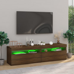 Szafki TV z oświetleniem LED, 2 szt., brązowy dąb, 75x35x40 cm