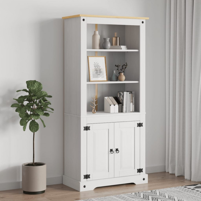 Kredens sosnowy w meksykańskim stylu Corona, biel, 80x40x170 cm