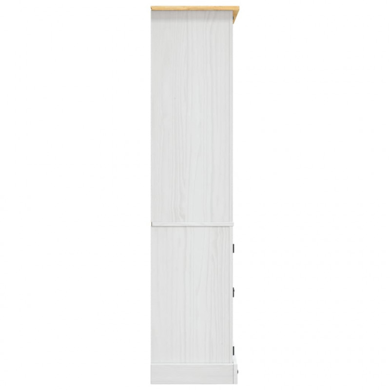 Kredens sosnowy w meksykańskim stylu Corona, biel, 80x40x170 cm