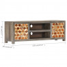 Szafka pod TV, szara, 120x30x40 cm, lite drewno mango