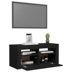 Szafka pod TV z oświetleniem LED, czarna, 90x35x40 cm