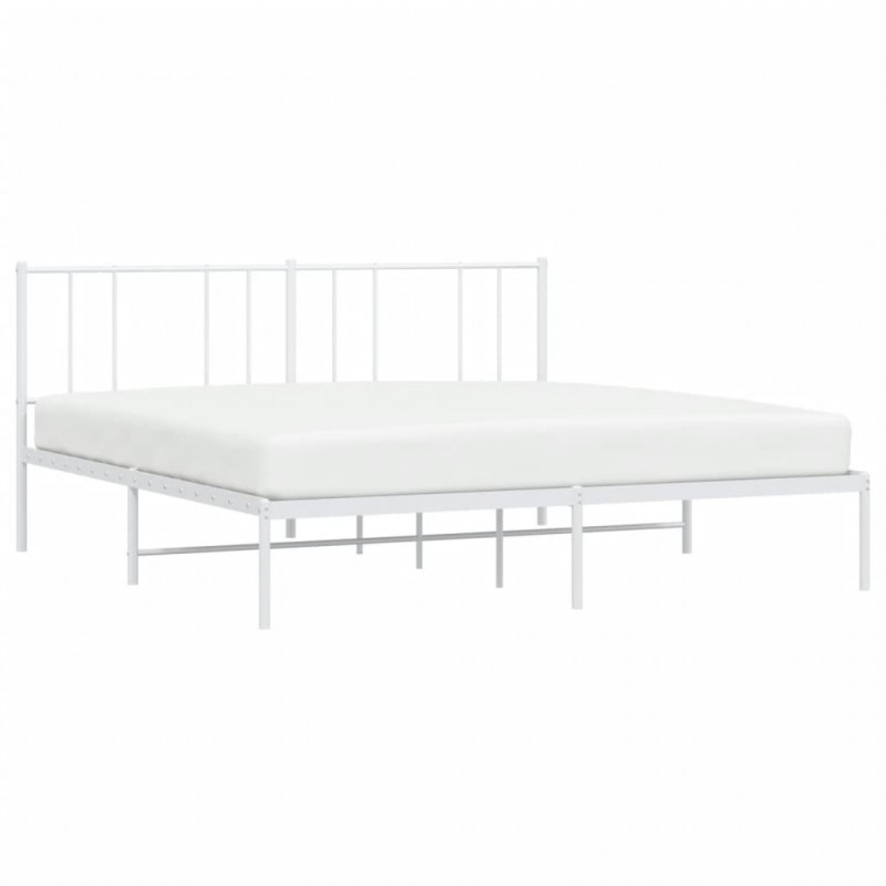 Metalowa rama łóżka z wezgłowiem, biała, 183x213 cm