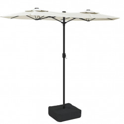 Podwójny parasol ogrodowy z LED, piaskowy, 316x240 cm