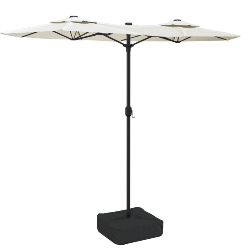 Podwójny parasol ogrodowy z LED, piaskowy, 316x240 cm