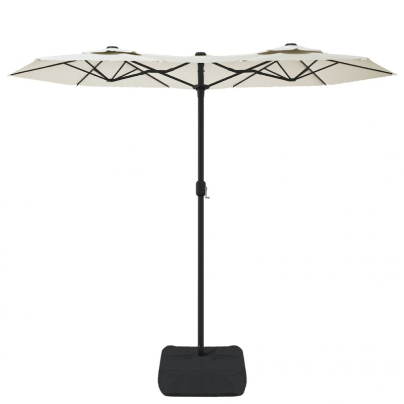 Podwójny parasol ogrodowy z LED, piaskowy, 316x240 cm