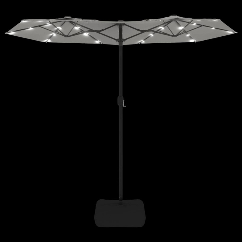 Podwójny parasol ogrodowy z LED, piaskowy, 316x240 cm
