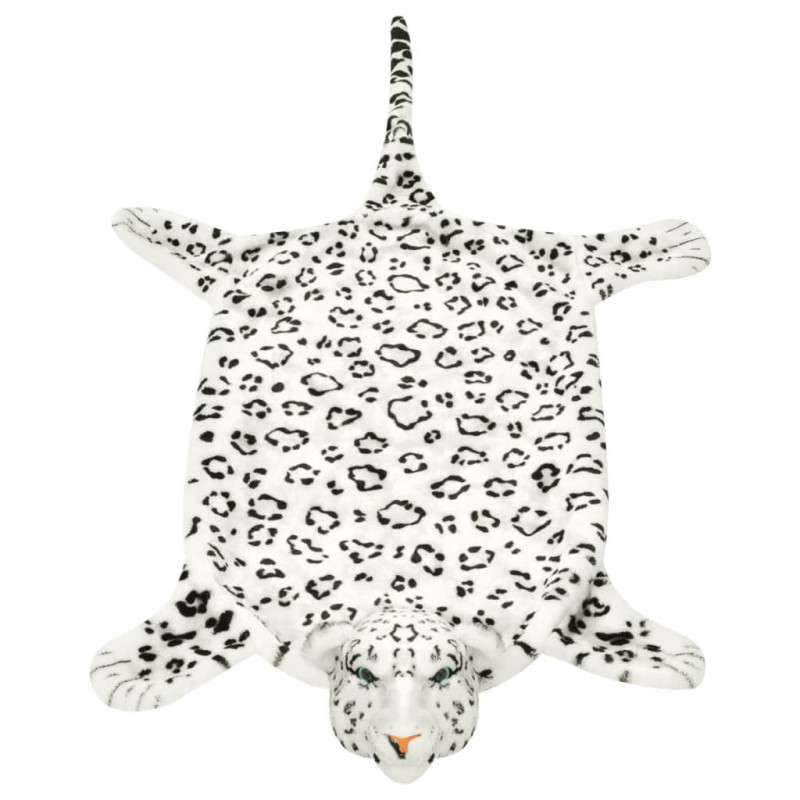 Pluszowy dywanik - lampart, 139 cm, biały