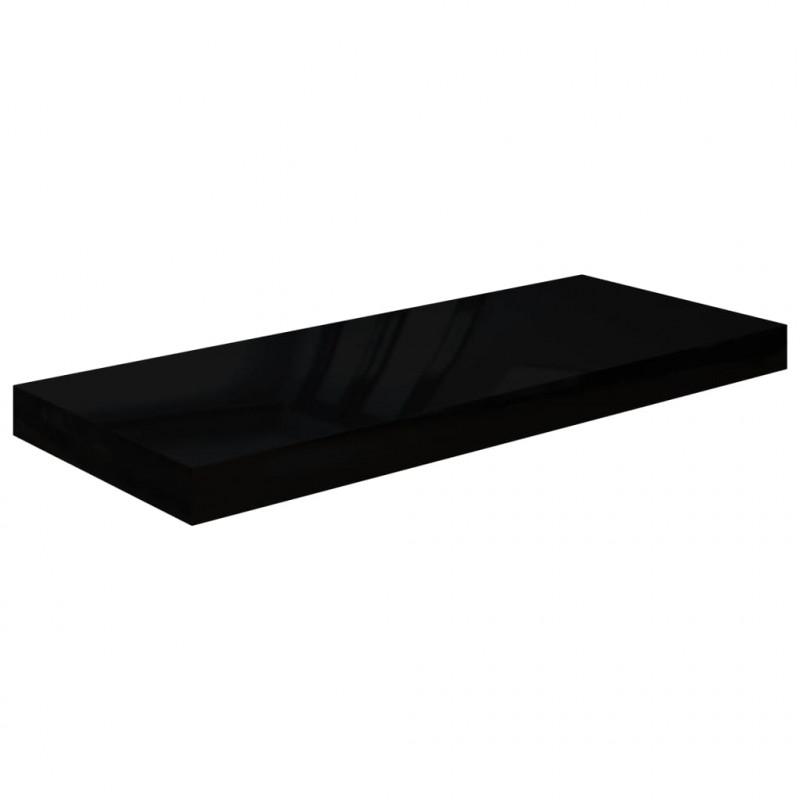 Półki ścienne 4 szt., wysoki połysk, czarne, 60x23,5x3,8 cm MDF