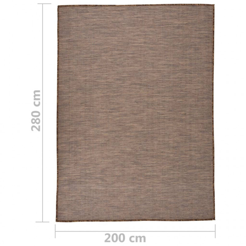 Dywan zewnętrzny o płaskim splocie, 200x280 cm, brązowy