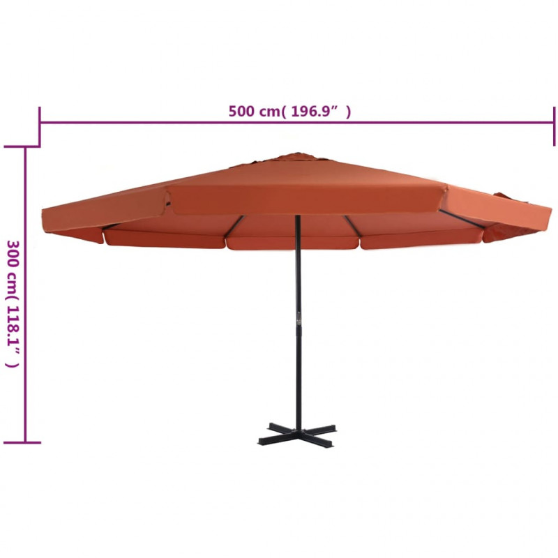 Parasol ogrodowy na słupku aluminiowym, 500 cm, terakota