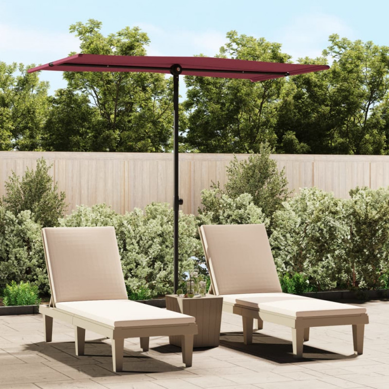 Parasol ogrodowy na aluminiowym słupku, 180x110 cm, bordowy