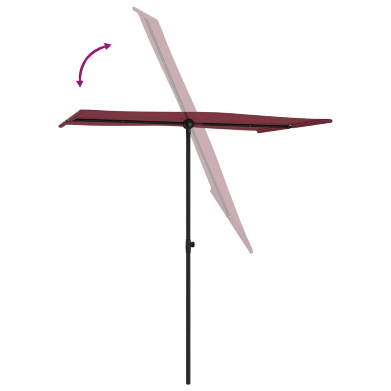 Parasol ogrodowy na aluminiowym słupku, 180x110 cm, bordowy